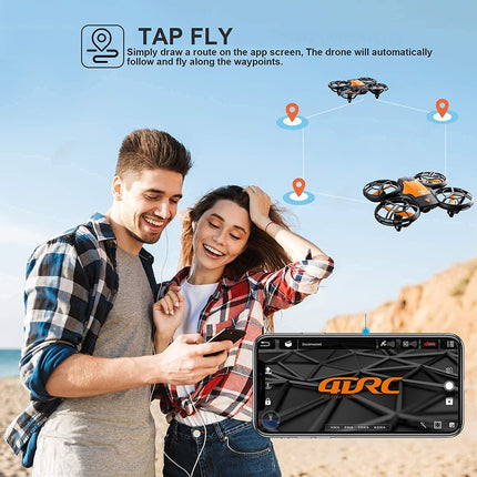 4DRC mini drons ar 720P HD kameru bērniem, FPV 2.4G WiFi, uzlabots propellera aizsargs, 3D apgriešana, cīņas režīms, gravitācijas indukcija, augstuma noturēšana, bezgalvas režīms, pacelšanās/nosēšanās ar vienu taustiņu.