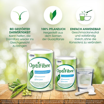 OptiFibre 250 g šķīstošās šķiedrvielas bundžiņa kairinātām zarnām var atjaunot zarnu floru un normalizēt barības vielu uzsūkšanos. 100% augu izcelsmes, bezgaršīgs, viegli šķīstošs, bez uzbriest.
