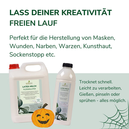 Natursache lateksa piens, 1 l pudele, šķidrs latekss, kas piemērots Helovīna grimam