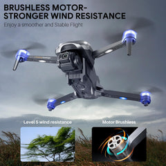Mingfuxin drons ar kameru iesācējiem, FPV salokāms RC drons kvadrokopters bērniem un pieaugušajiem ar šķēršļu apiešanas funkciju, bezsuku motors, vienas pogas iedarbināšana/izslēgšana, 360° pagrieziens