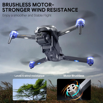 Mingfuxin drons ar kameru iesācējiem, FPV salokāms RC drons kvadrokopters bērniem un pieaugušajiem ar šķēršļu apiešanas funkciju, bezsuku motors, vienas pogas iedarbināšana/izslēgšana, 360° pagrieziens