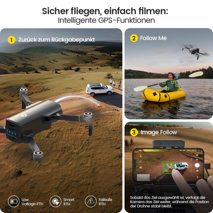 Holy Stone HS360S drons ar 4K GPS kameru pieaugušajiem, 3 km liela darbības rādiusa 5G attēla pārraide, 20 minūšu ilgs lidojuma laiks, sekojiet man, atgriezieties, RC salokāms drons, pilns komplekts iesācējiem, svars zem 249 g, C0