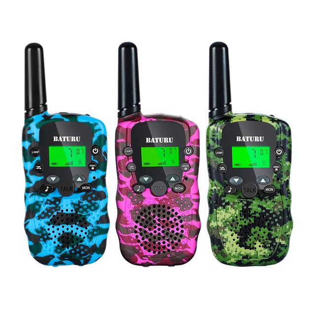 BATURU Walkie Talkie Kids, rācijas bērniem, 8 kanālu radio ar VOX funkciju, LED lukturīti, 5 km diapazons piedzīvojumiem brīvā dabā, kempingam