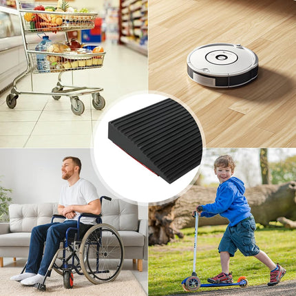 Durvju sliekšņa rampa, 900 x 80 x (10-30) mm sliekšņa rampa, gumijas durvju sliekšņa rampa, vakuuma robots, ratiņkrēslu rampa, celtspēja 800 kg ratiņkrēsliem, bērnu ratiņiem, garāžām (melna, 1,5 cm augsta)
