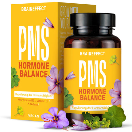 BRAINEFFECT hormonu līdzsvars | Augstākās kvalitātes dabiskā cikla regulēšanas kapsulas PMS un menopauzes ārstēšanai | Bez časteberijas nelabvēlīgās ietekmes | Augu ekstrakti, B6 vitamīns un magnijs | 60 kapsulas