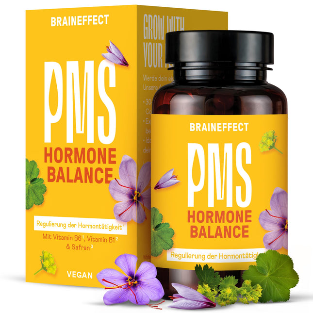 BRAINEFFECT hormonu līdzsvars | Augstākās kvalitātes dabiskā cikla regulēšanas kapsulas PMS un menopauzes ārstēšanai | Bez časteberijas nelabvēlīgās ietekmes | Augu ekstrakti, B6 vitamīns un magnijs | 60 kapsulas