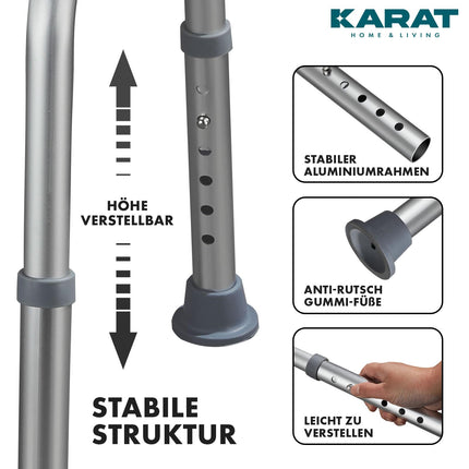 KARAT dušas krēsls - 360° rotējošs dušas krēsls, celtspēja līdz 136 kg, regulējams augstumā ar neslīdošām gumijas kājiņām drošai fiksācijai - vannas istabas krēsls, dušas palīgierīce, dušas sēdeklis