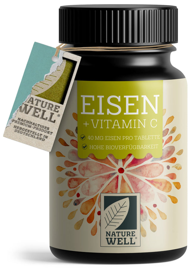 Dzelzs tabletes ar augstu devu 180x ar 40 mg dzelzs + C vitamīnu (40 mg) no mežrozīšu augļiem - VEGĀNAS dzelzs tabletes ar biopieejamu dzelzi, augstu devu no dzelzs bisglicināta - bez nevēlamām piedevām
