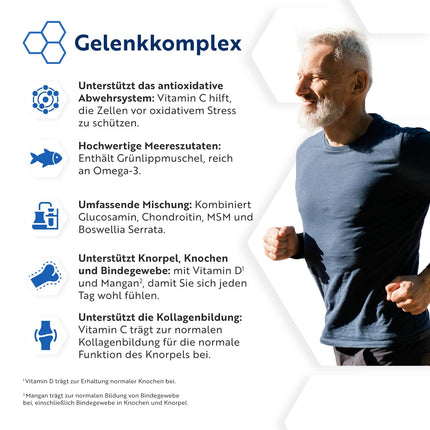 Glikozamīna un hondroitīna augsta deva ar C vitamīnu + D vitamīnu + mangānu + MSM kapsulas augsta deva - 180 locītavu kapsulas 6 mēnešu piegādei - uztura bagātinātājs vīriešiem un sievietēm - Nutravita