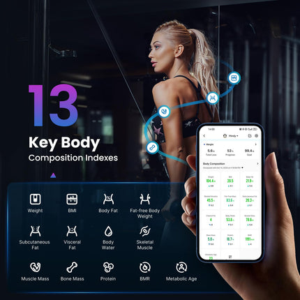 RENPHO digitālie vannas istabas svari, Bluetooth ķermeņa tauku svari ar augstas precizitātes sensoriem, viedie svari ar ķermeņa tauku un muskuļu masas nolasīšanu 180 kg/400 mārciņas