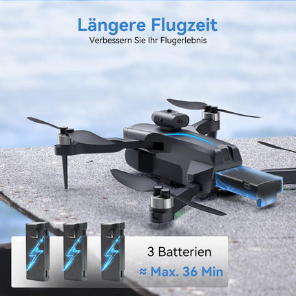 HYTOBP M°max drons ar 1080P kameru pieaugušajiem, droni bērniem, bezsuku motors, tālvadības drons, 3 baterijas, 5G WiFi, augstuma noturēšana, pacelšanās/nosēšanās ar vienu pogu, bezgalvas režīms, 3D apgriešana