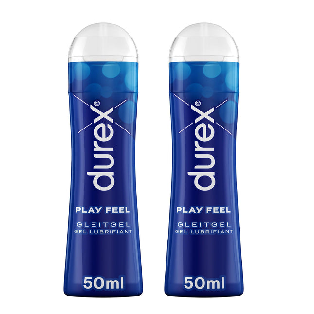 Durex Play Feel ūdens bāzes lubrikants - viegls, zīdains lubrikants reālistiskām sajūtām praktiskā dozēšanas pudelītē (2 x 50 ml), 100 ml