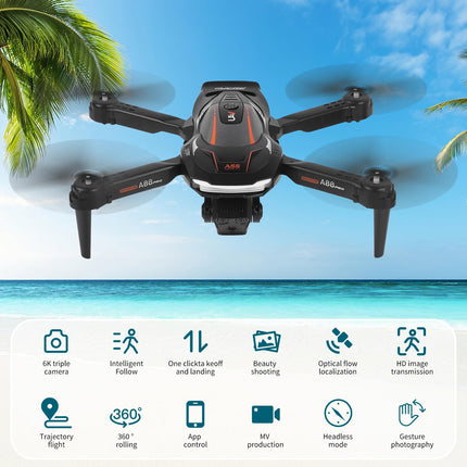 Drons ar 1080P HD kameru bērniem, tālvadības drons ar 2 baterijām, salokāms kvadrokopters ar FPV WiFi pārraidi, gravitācijas sensors, 3D apgriešanas režīms, pacelšanās/nosēšanās ar vienu pogu, augstuma noturēšanas režīms (melns)