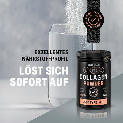 Kolagēna pulveris no ar zāli barotām govīm 1. un 3. tipa, bezgaršīgs - 500 g bioaktīvs kolagēns bez garšas