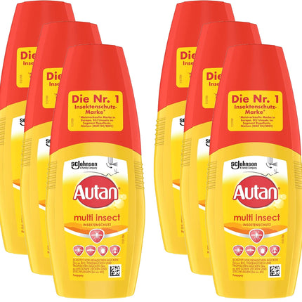 Autan daudzfunkcionālais kukaiņu atbaidīšanas pumpis, aizsardzība pret dažādiem kukaiņiem pret odiem, mušām un ērcēm, 6 iepakojums (6 x 100 ml)