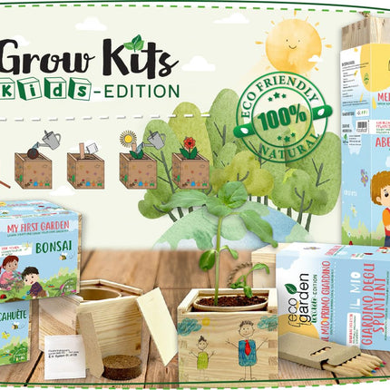 Feel Green ecobox bērnu izdevums zemesrieksts, ilgtspējīga dāvanu ideja (100% videi draudzīga), audzē pats/audzēšanas komplekts, ražots Austrijā