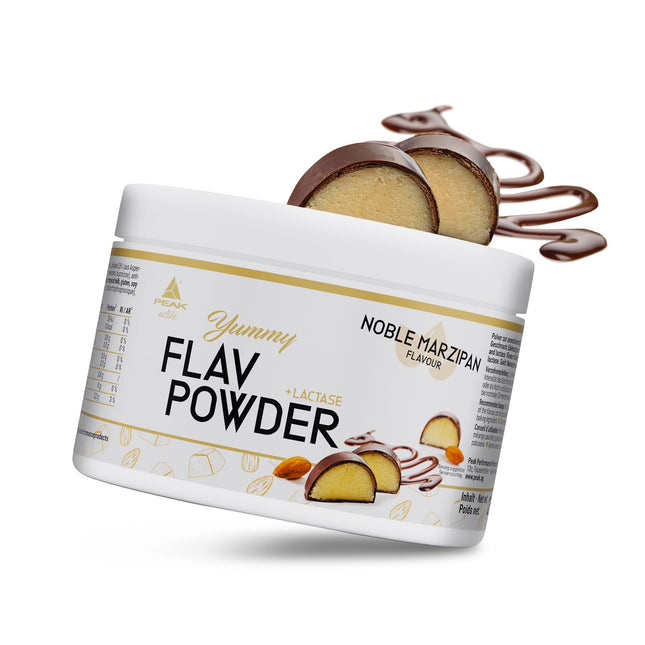 PEAK Yummy Flav pulveris - 250 g Cēla marcipāna garša | 50 porcijas | Aromatizēšanas pulveris saldināšanai gandrīz bez kalorijām un pievienota cukura | ar inulīnu un gremošanas enzīmu laktāzi | vegāns