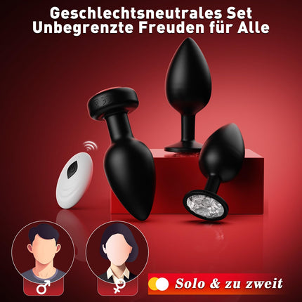 Tagnaff Analplugs 3-Set, Analplug# für Frauen Männer mit Vibration 10 Modi, Silikon Anal Plugs Butt Plug für den Mann Analvibratoren für Frau Buttplug Anfänger/Profis Anal Toys Sexspielzeug Butplug