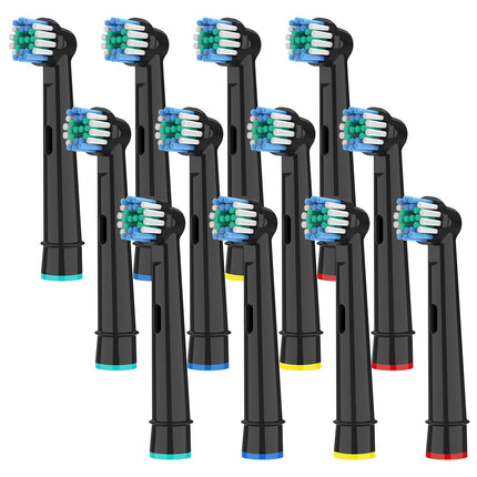 12 rezerves birstes galviņas OralB Vitality Pro, Genius X, Pro Pro Series 3 Plus, Pro 3 elektriskajai zobu birstei, zobu birstes galviņa saderīga ar Braun OralB, precīzās rezerves birstes galviņas melnas, ražotājs HSYTEK