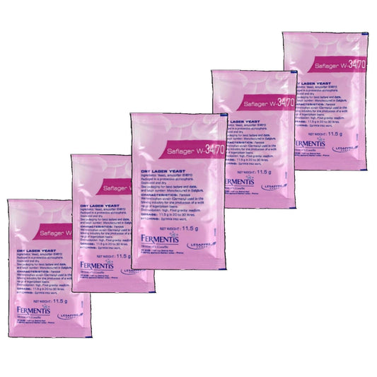5 x Safale Saflager W34/70 alus raugs gaišajam un pilsneram 11,5 g 10–15 l
