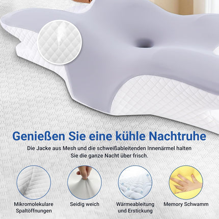 HotHands atmiņas putu spilvens ergonomisks ortopēdisks spilvens, spilvens sānu, muguras un vēdera gulētājiem sāpju mazināšanai un miega kvalitātes uzlabošanai, 62x41x13/11cm