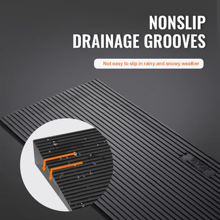 VEVOR sliekšņa rampa, cieta gumijas durvju sliekšņa rampa, maks. Celtspēja līdz 15T. Apmales rampa 90x20x3cm. Ratiņkrēslu rampa ar abpusēju līmlenti. Piekļuves rampa. Gumijas rampa, pašgriežoša.