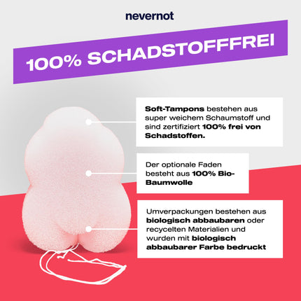 nevernot mīkstie tamponi, 48 gab.: menstruālais sūklis ar diegu pēc izvēles, 100% netoksisks, supermīksts tampons, viegli noņemams, ideāli piemērots sportam, pirtij un pacientiem ar sāpēm