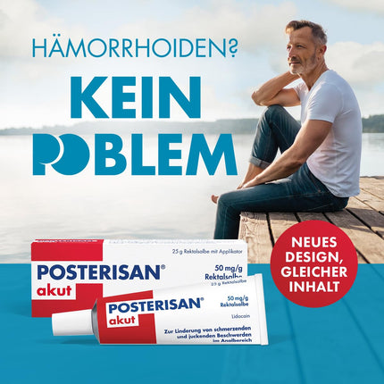 Posterisan acute 50 mg/g rektālā ziede ar aplikatoru: Ātra sāpju un stipras niezes mazināšana, 25 g