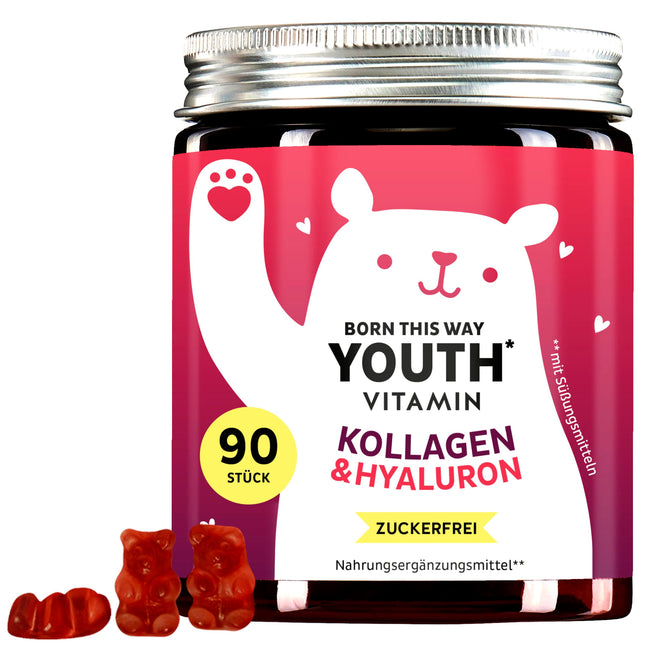 Kolagēna un hialuronskābes želejkonfektes – Skaistuma komplekss ar 2500 mg VERISOL® kolagēna, koenzīma Q10, C un E vitamīniem dabīgai ādas kopšanai – 90 gabali – Bez cukura – Lācīši ar ieguvumiem