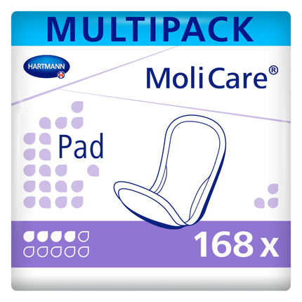 MoliCare Pad 4 pilieni: Anatomiski spilventiņi vieglas vai vidēji smagas urīnpūšļa vājuma gadījumā, 6 x 28 gabali