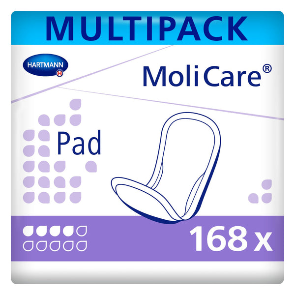 MoliCare Pad 4 pilieni: Anatomiski spilventiņi vieglas vai vidēji smagas urīnpūšļa vājuma gadījumā, 6 x 28 gabali