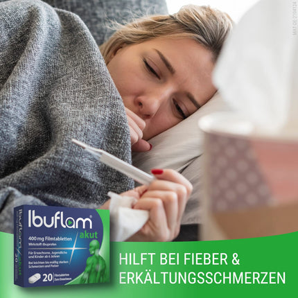 Ibuflam® acute 400 mg apvalkotās tabletes - Ātra sāpju un drudža mazināšana ar ibuprofēnu - 20 tabletes
