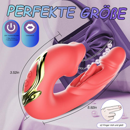 Dildo vibrators seksa rotaļlieta sievietēm, G-punkta vibratori ar klitora stimulāciju sievietēm ar 5 mēles laizīšanu, 7 vibrācijas režīmiem, 7 trieciena režīmiem, vibratoru komplekti sievietēm, klitora stimulators viņai