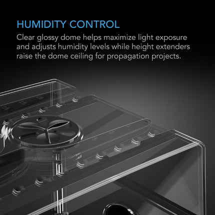 AC Infinity mitruma kupols, diedzēšanas komplekts ar stabilu pilināšanas paplāti, 5 x 8 šūnām, stādu paplāti un ventilējamām augstuma pagarinājuma plāksnēm sēklu iesēšanai, pavairošanai un augu klonēšanai.