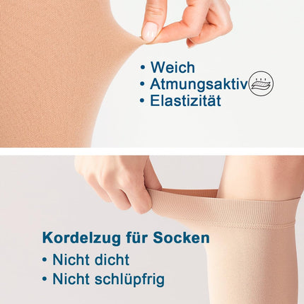 Medicīniskās kompresijas zeķes sievietēm un vīriešiem, 20-30 mmHg 2. klase, izmēri S-4XL, pakāpeniskas atbalsta kompresijas zeķes, atbalsta zeķes varikozām vēnām, tūskai un vēnu izspiešanai (bēša, XXL)