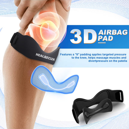 Healrecux Patellar Tendon Brace, ceļa locītavas ortoze Patella ceļgala atbalstam futbolam, basketbolam, skriešanai, tenisam, tendinīta, volejbola un pietupieniem, Patellar Tendon ceļgala atbalsts, melns