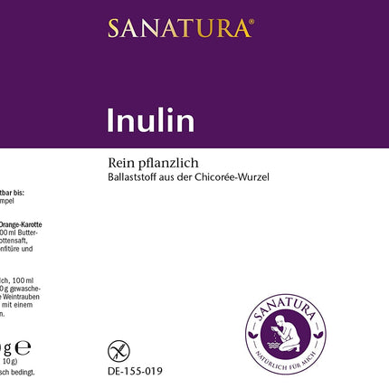 Sanatura Inulin – 250 g inulīna pulveris – vegāns un bez glutēna – aktīvās šķiedrvielas no cigoriņu saknes