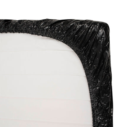 Fetish Collection PVC palags ar gumiju - spīdīga vinila palags sievietēm un vīriešiem, mitrs izskats, mitras spēles gultā, melns
