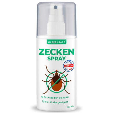 Silberkraft ērču aerosols 100 ml, pretērču līdzeklis, aizsardzība pret ērcēm un odiem, ķermenim un apģērbam, atbaida un atbaida, ar citrona aromātu