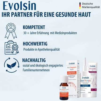 Evolsin® 120 ml utu šampūns un utu ķemme pieaugušajiem un bērniem no 6 mēnešu vecuma – matu invāzijas ar gnīdām un galvas utīm gadījumā – utu līdzeklis saudzīgs pret galvas ādu – iedarbojas 15 minūšu laikā
