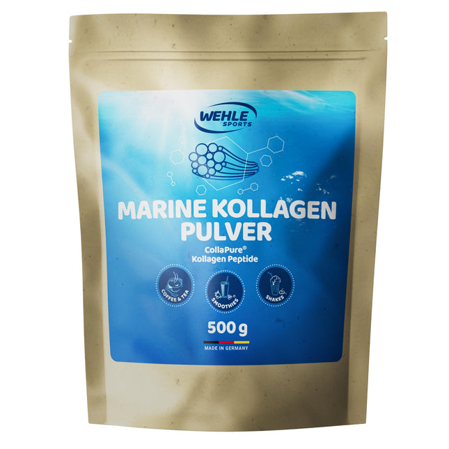 Jūras kolagēna pulveris 500 g - bioaktīvi kolagēna hidrolizāta peptīdi - zīmola izejviela CollaPure® - Wehle Sports zivju kolagēns - neitrāls