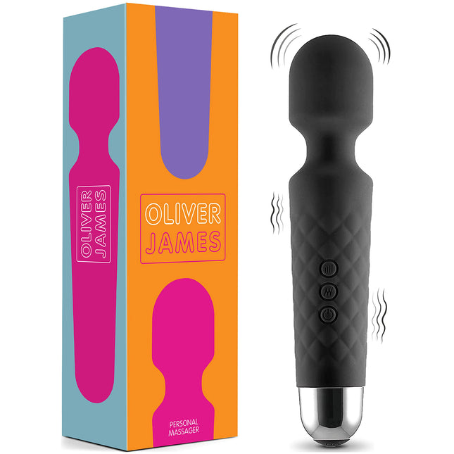 Vibrators sievietēm - kluss un jaudīgs masieris + akumulators - seksa rotaļlieta ar 20 vibrācijas modeļiem un 8 ātruma līmeņiem - bezvadu dildo klitoram, G punktam - Oliver James (melns)