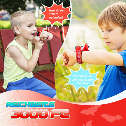 Fygurso Walkie Talkie Kids, rācijas ar zirnekļa sikspārni 3, 4, 5, 6, 7, 8, 9, 10 gadus veciem zēniem un meitenēm, dāvanu rotaļlieta, 1 km sarunu diapazons āra spēlēm, kempingam, pārgājieniem