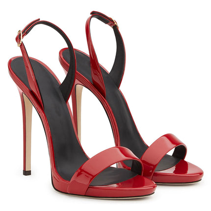 GBBRZKTB Sieviešu augstpapēžu kurpes ar stiletto vaļēju purngalu, sandales ar regulējamu potītes siksniņu, kāzu kurpes ar pumpiņām, 12 cm, sarkanas-39