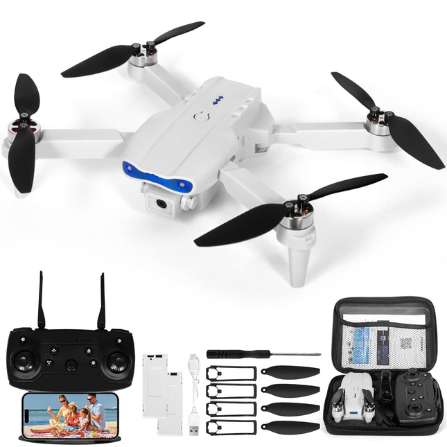Drons ar 1080P HD kameru bērniem, WiFi FPV drons iesācējiem, RC kvadrokopters ar 2 baterijām, gravitācijas sensors, 3D apgriešanas režīms, pacelšanās/nosēšanās ar vienu pogu, augstuma noturēšanas režīms, bezgalvas režīms