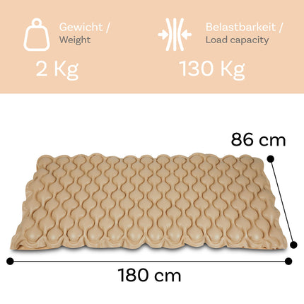 Pulox pretizgulējumu matracis ADM-130 - mainīga spiediena matracis ar sūkni - zems trokšņa līmenis (20 dB) un slodzes izturība līdz 130 kg - bēšs