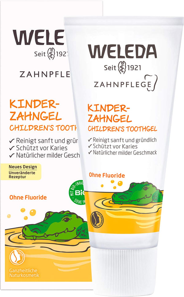 WELEDA organiskā bērnu zobu pasta – vegāna dabīgā kosmētiskā zobu pasta bez fluorīda piena zobu un smaganu kopšanai mazuļiem un zīdaiņiem. Zobu pasta bez fluorīda kariesa novēršanai (1x 50ml)