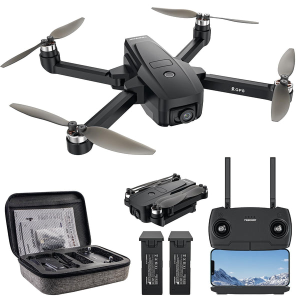 T18S GPS drons ar 4K kameru pieaugušajiem, TEEROK 5G pārraides FPV drons 500m RC kvadrokopters ar automātisku atgriešanos, sekojiet man, bezsuku motors, žestu vadība, 2 baterijas