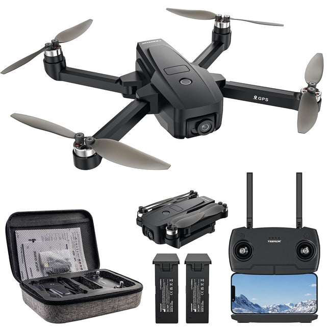 T18S GPS drons ar 4K kameru pieaugušajiem, TEEROK 5G pārraides FPV drons 500m RC kvadrokopters ar automātisku atgriešanos, sekojiet man, bezsuku motors, žestu vadība, 2 baterijas