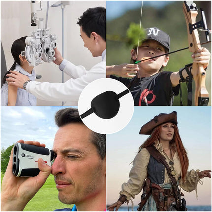 4 acu plāksteri iepakojumā, medicīniski acu plāksteri pieaugušajiem un bērniem, 3D regulējami acu plāksteri pirātu acu plāksteri kreisās vai labās acs ambliopijas atveseļošanās fāzei (melni)